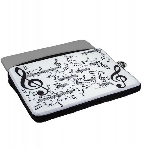 Funda Portátil Blanca y Negro con motivos musicales [1]