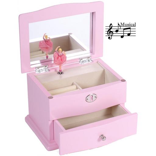 Joyero Música con Bailarina en Madera Rosa Comunión [1]