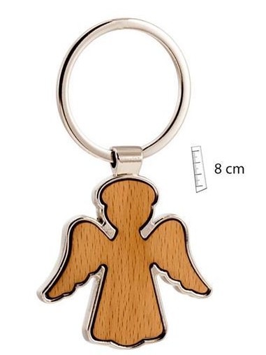 Llavero Ángel plateado y madera en lata decorada [0]