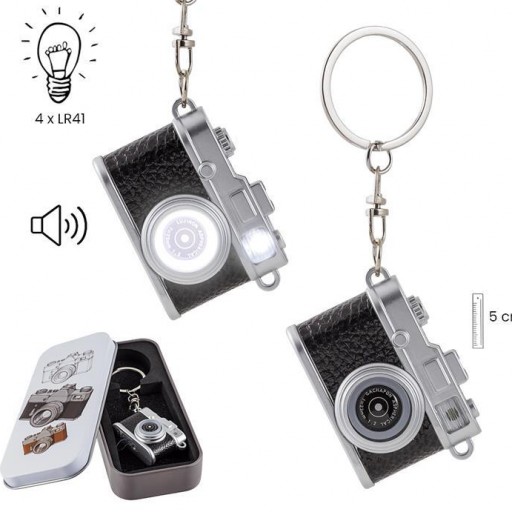 Llavero Cámara fotográfica con sonido y luz en Lata decorada