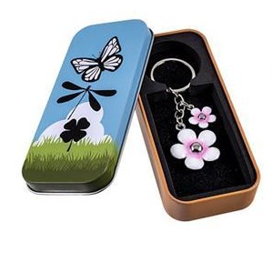 Llavero Doble Flor en lata decorada [1]