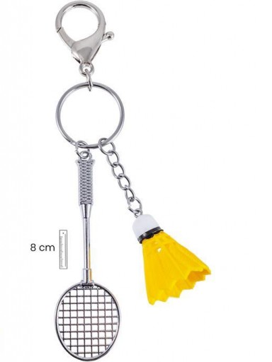 Llavero Raqueta Badminton con volante color en Lata decorada