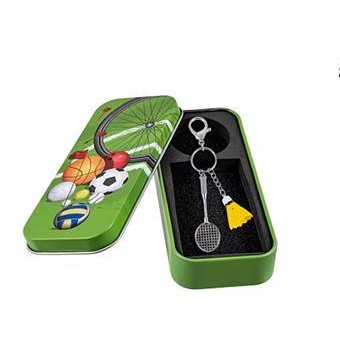 Llavero Raqueta Badminton con volante color en Lata decorada [1]