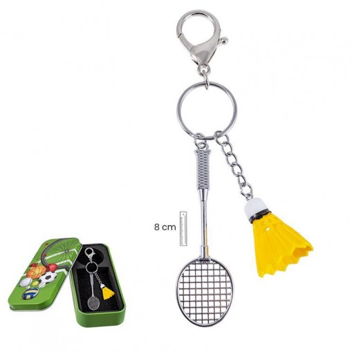 Llavero Raqueta Badminton con volante color en Lata decorada [2]