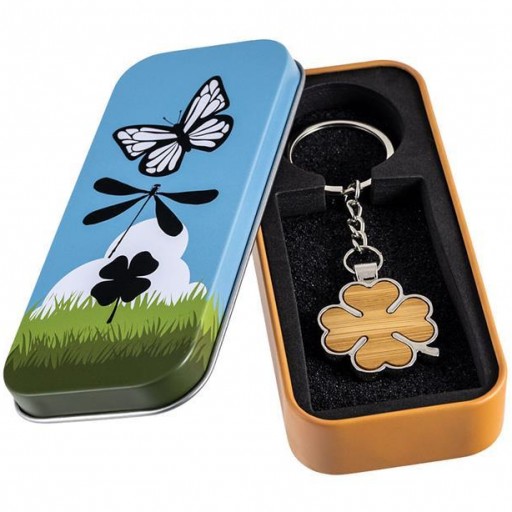 Llavero Trébol 4 Hojas con Madera [1]