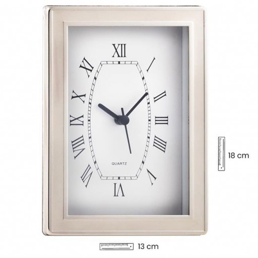 Reloj Sobremesa marco plateado liso 13x18 cm