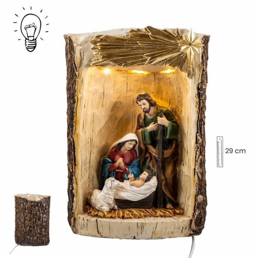 Belén Misterio 29 cm en Tronco con luz [1]