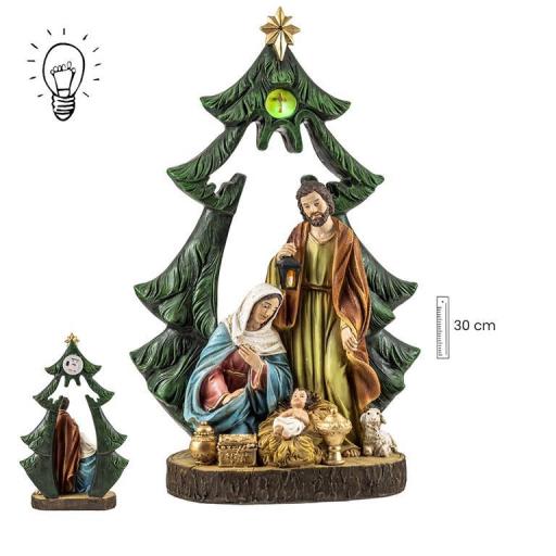 Belén Misterio 30 cm en Árbol de Navidad con luz [1]