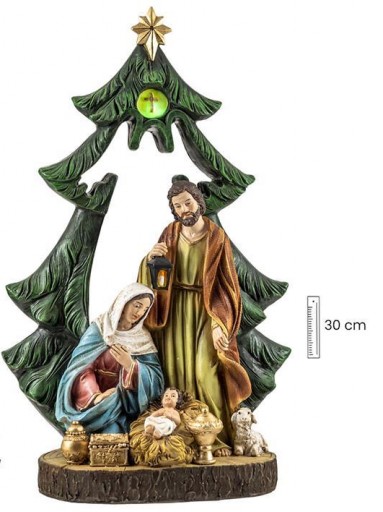 Belén Misterio 30 cm en Árbol de Navidad con luz [0]