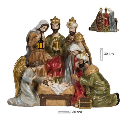 Misterio en una pieza de 30 cm con Reyes y ángel [0]