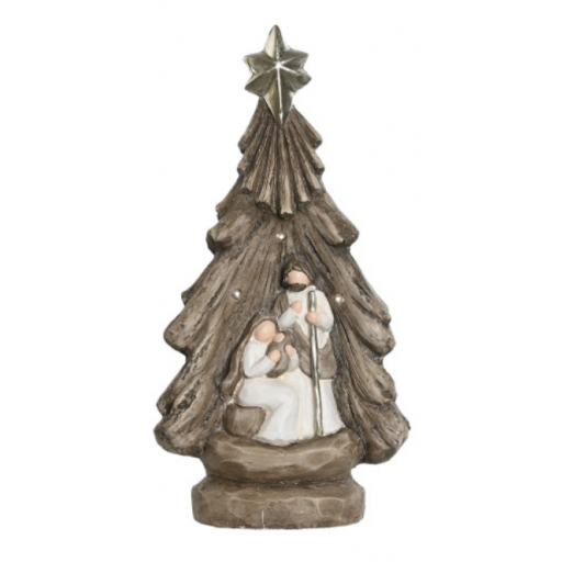 Belén Misterio 45 cm en árbol Navidad con Led tonos claros