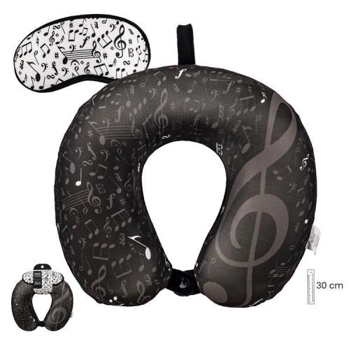 Set cojín viaje con antifaz decorado Musical [0]