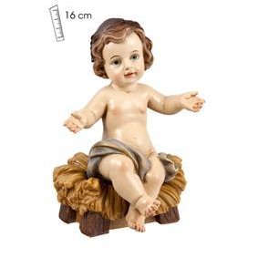 Niño Jesús sentado sobre Cuna 16 cm