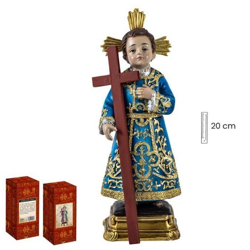 Niño Jesús con Cruz vestido de Azul 20cm