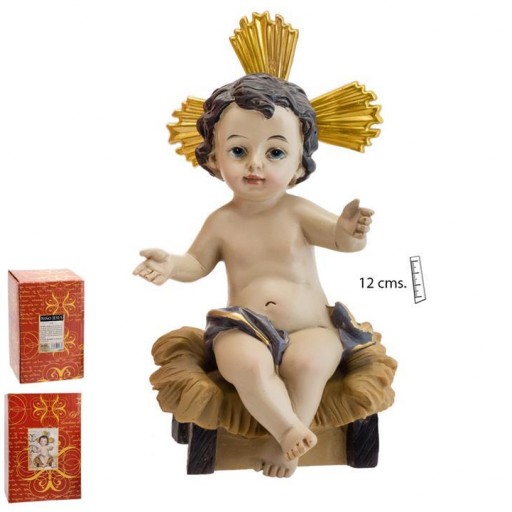 Niño Jesús con Corona sentado sobre Cuna 12 cm [2]