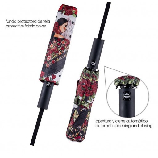 Paraguas Plegable Automático con Motivos Flamenca [3]
