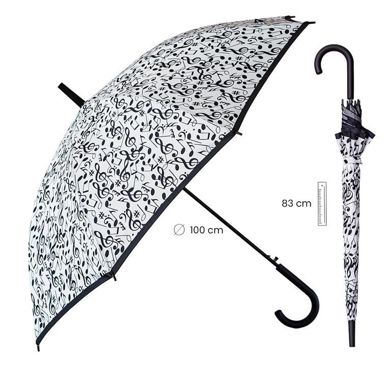 Paraguas Blanco con Motivos Musicales negro