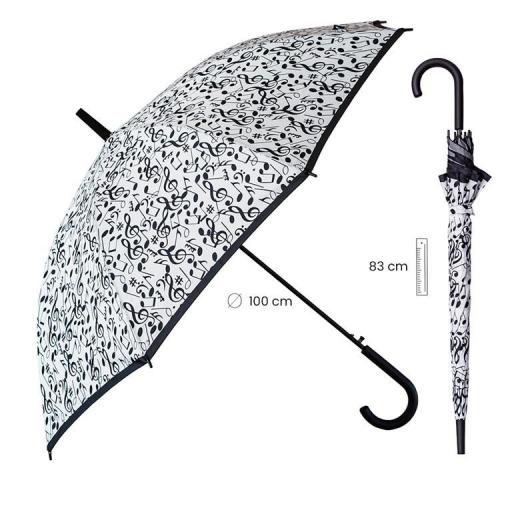 Paraguas Blanco con Motivos Musicales negro [2]