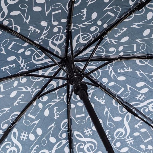 Paraguas Plegable Atomático  con Motivos Musicales Negro y Blancos [2]