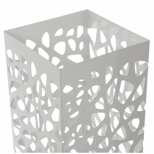 Paragüero Metal Cuadrado Calado Geométrico  Blanco [1]