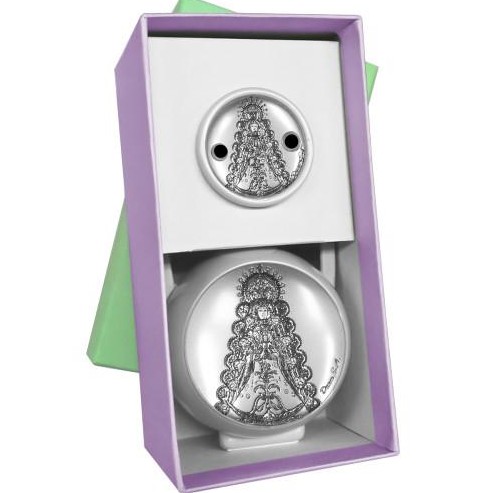 Conjunto Virgen del Rocío en Portachupete y Pinza Chupete Plata Laminada [0]