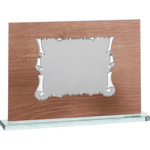 Placa Cristal fondo color madera con Placa Aluminio Plateado [2]