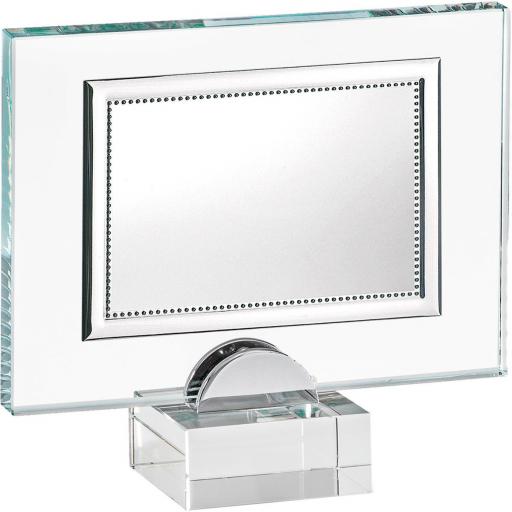 Placa Cristal sobre Soporte con Placa Aluminio Plateada [1]