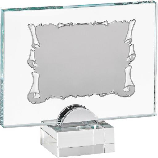 Placa Cristal sobre Soporte con Placa Aluminio Plateada [2]