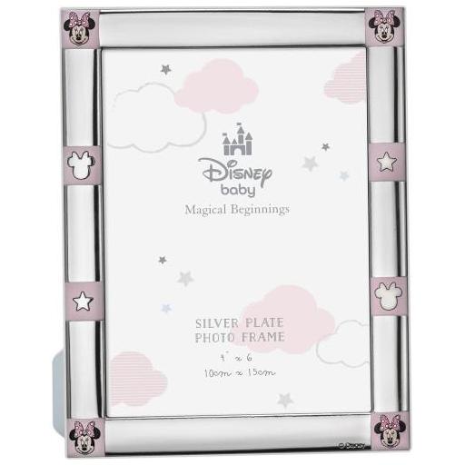 Marco de Foto Disney 13x18 Plata Bilaminada con Minnie Mouse y trasera madera Blanca [0]
