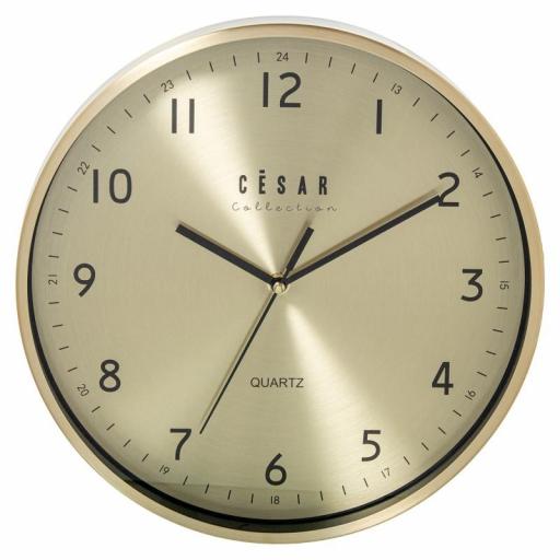 Reloj Pared Aluminio Dorado Redondo de 30 cm Esfera dorada