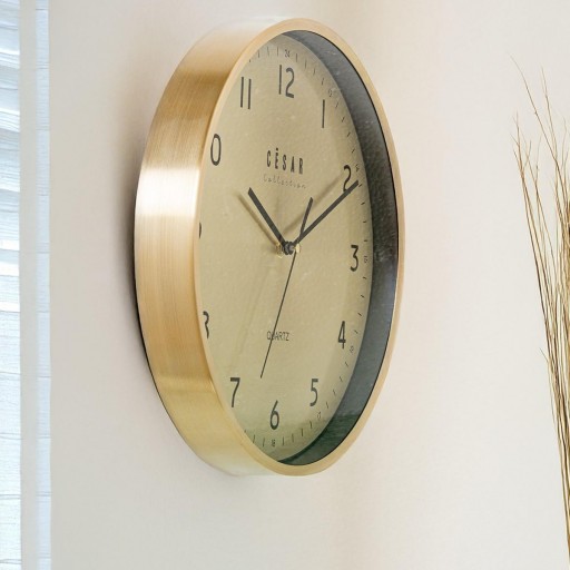 Reloj Pared Aluminio Dorado Redondo de 30 cm Esfera dorada [2]