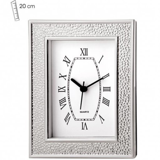 Reloj Sobremesa marco plateado martelé 15x20 cm