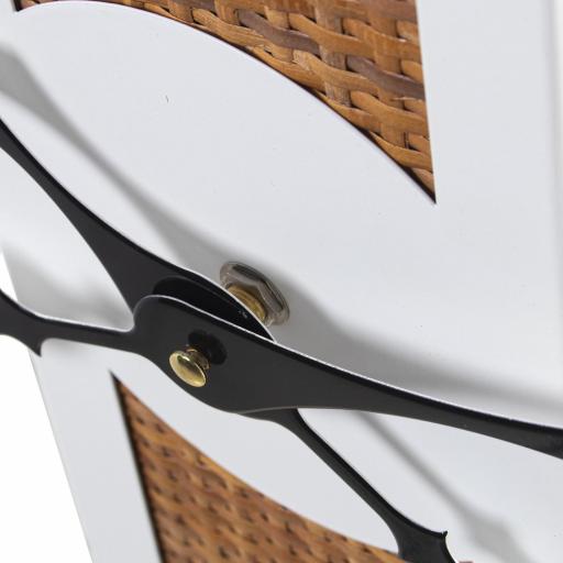 Reloj Pared Metal blanco con mimbre y madera blanca de 64 cm [3]