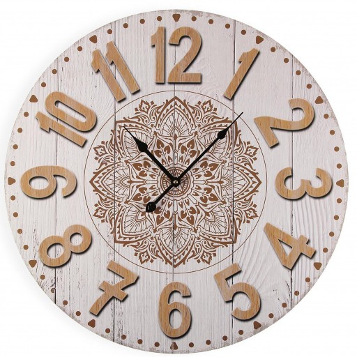 Reloj Pared 58 cm Redondo Madera Mándala