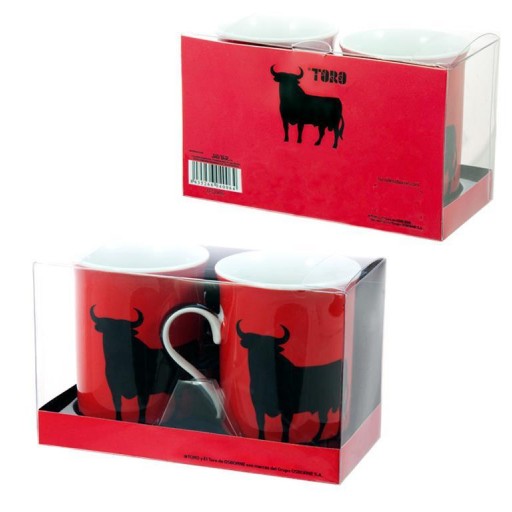 Set 2 Mugs Toro Negro fondo Rojo [1]