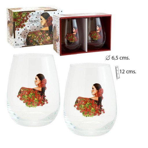 Set 2 vasos cristal Flamenca con Mantón [0]