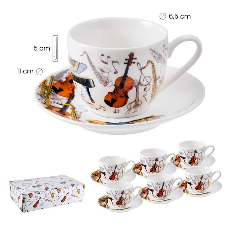  Juego de té de cerámica de 6 piezas, taza de café y platillo,  juego de té de la tarde en el hogar, utensilios de café con bandeja, caja  de regalo con