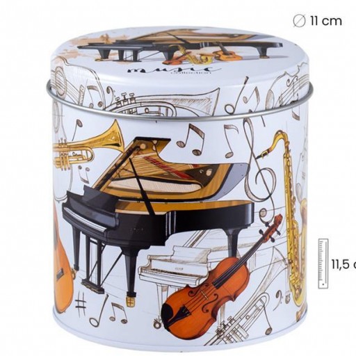 Set Taza con filtro acero, tapa silicona con piano y lata decorada con Motivos Musicales [2]