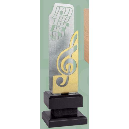 Trofeo Figura Música con doble metal calado con pentagrama y clave sol