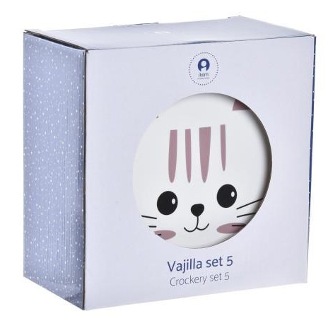 Vajilla Infantil Cerámica 5 Piezas Gatita Rosa [1]