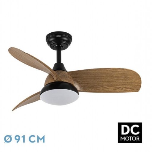 Ventilador DC Atomo Negro Madera oscura