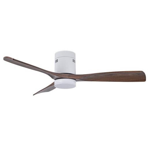 Ventilador Céfiro ON Blanco Madera oscura DC de 130 cm con 40 w led