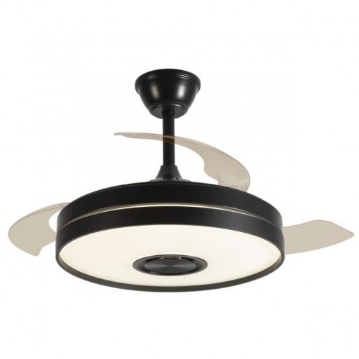 Ventilador Retráctil DC Enio Negro con RGB y altavoz [1]