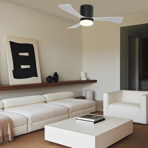Ventilador Kent DC Negro con Aspas Blancas [1]