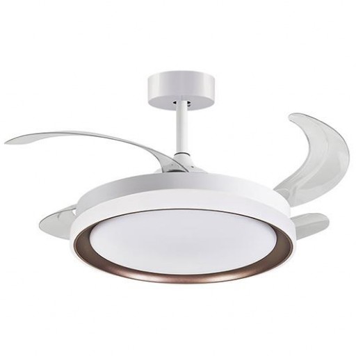 Ventilador Retráctil DC Kigali blanco BRONCE Mini