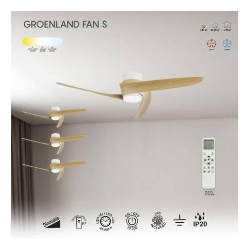 Ventilador Groenland Blanco Madera S Motor DC [3]