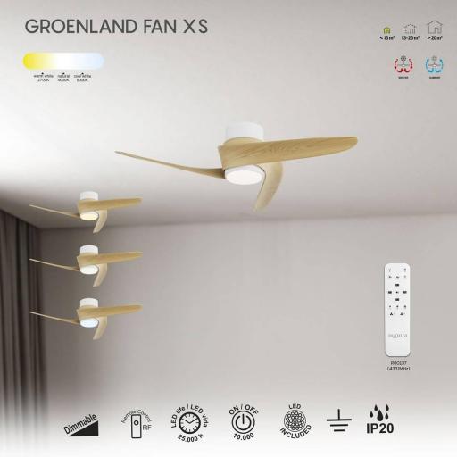 Ventilador Groenland Blanco Madera XS Motor DC [3]