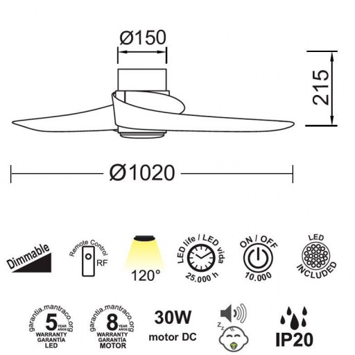 Ventilador Island Blanco Motor DC [4]