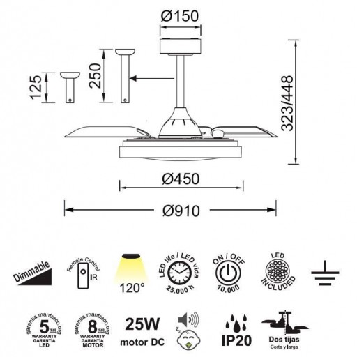 Ventilador Mistral Retráctil Negro Mini DC [2]