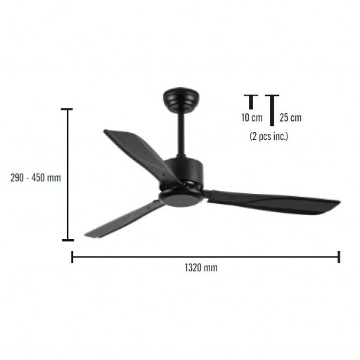 Ventilador Sharki Negro  DC de 132 cm sin Luz [3]